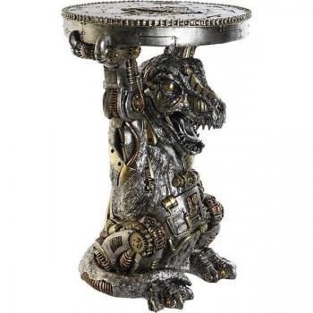 Mesita auxiliar resina 36x33x51 steampunk gris