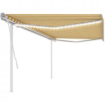 Toldo manual retráctil con luz LED amarillo y blanco 5x3,5 m