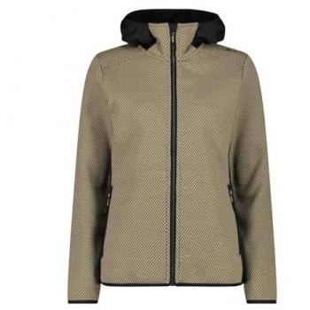 CMP Chaqueta de forro polar Knit Tech con capucha fija para mujer, color marrón, talla 44