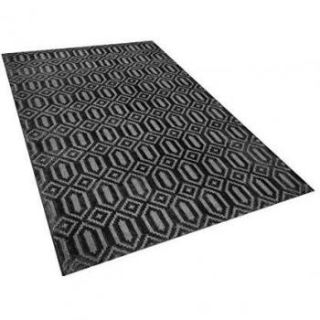 Alfombra de Viscosa Gris 140 x 200 cm Patrón Geométrico Tejido a Mano Adatepe