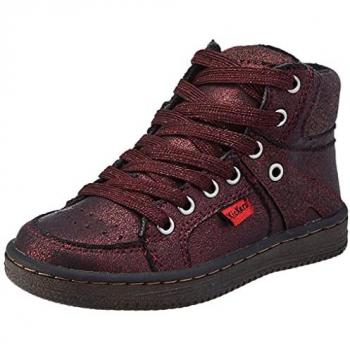 Kickers Lowell Girl's Sneakers - Bright Bordeaux, Low Cut Trainers