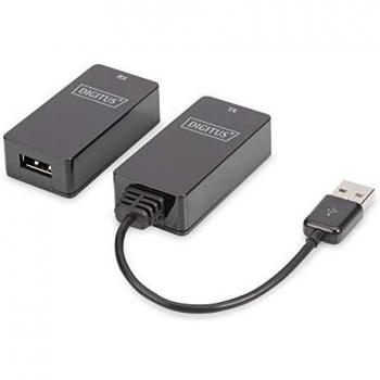 DIGITUS USB Extender - Alcance 45 m - USB 1.1 - Cable de Red UTP, STP & S-FTP de Cat-5 - Plug & Play - Negro
