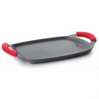 Lacor 24247 - Plancha-grill de aluminio fundido, 47 cm, recubrimiento de eco-piedra, color gris