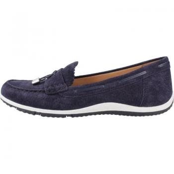 Mocasines Mujer Geox D Vega Moc Azul, cómodos, transpirables, con suela de goma antideslizante y diseño elegante