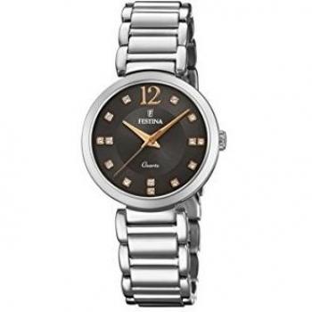 Reloj Festina F20212_4 para Mujer - Elegante y Resistente Al Agua, con diseño sofisticado, caja de acero inoxidable, esfera con cristales brillantes, correa de acero inoxidable, resistencia al agua hasta 50