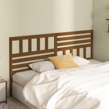 Cabecero de cama de madera maciza de pino marrón miel 206x4x100 cm