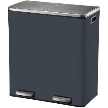 Cubo de basura Kitchen Move Gris Acero Inoxidable 60 L - Contenedor de separación de residuos, capacidad de 60 litros, diseño en acero inoxidable gris, apto para reciclaje, tapa con sistema de apertura fácil