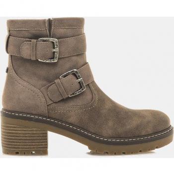 Mustang - Botines de Mujer con Doble Hebilla y Tacón Bloque Doris Taupe con Cierre de Cremallera y Puntera Redonda