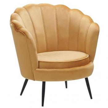 Sillón Lovikka de Terciopelo Amarillo con Patas de Metal Retro