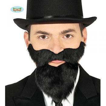 Barba y Bigote Negro con Adhesivo
