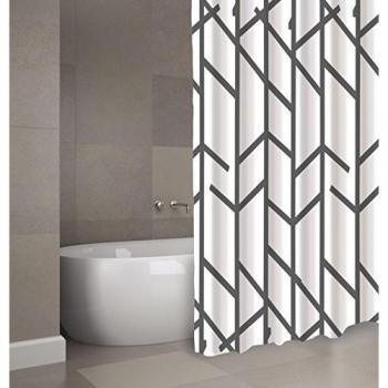 Cortina de Baño de Poliéster MSV Premium Tree 180x200 cm Color Gris