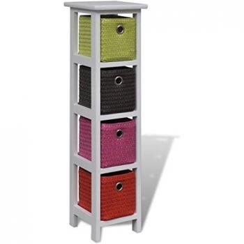 vidaXL Estantería Estante Cestas Almacenaje Guardar Habitación Madera Blanco
