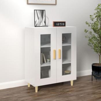 Aparador de madera contrachapada blanco brillante 69,5x34x90 cm Mueble de Almacenaje de Salón, Buffet para salón Moderno, Armario Auxiliar, Armario de Almacenamiento