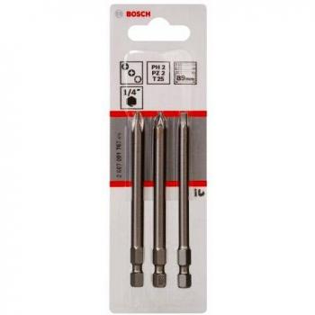 Bosch 2 607 001 767 - Juego de 3 pzas. de puntas de atornillar extraduras - PH2; PZ2; T25; 89 mm