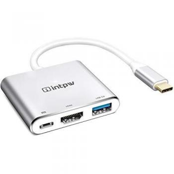 Adaptador USB C a HDMI, concentrador Adaptador multipuerto USB 3.1 Tipo C a HDMI con Puerto USB 3.0, Puerto de Carga PD Tipo C Compatible con MacBook Air/iPad Pro/Nintendo Switch