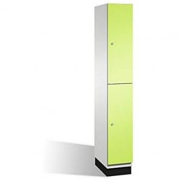 Armario de compartimentos Cambio C+P con barra perchero, 1 compartimento, cuerpo gris claro y puerta verde viridiana