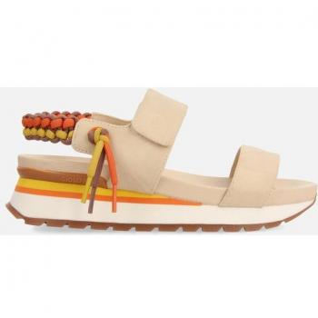 Sandalia Cuña Gioseppo 71082-p Beige con Plataforma y Cierre Ajustable