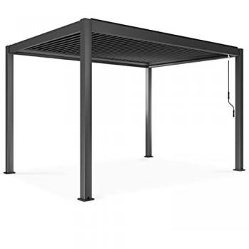 Toldo Bioclimático Autoportante Gris 3x4x2.5 m con Lamas Orientables de Aluminio