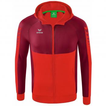 Erima Sudadera con Cremallera Six Wings Training, chaqueta de entrenamiento con capucha para niños, color rojo/bordeaux, talla 140