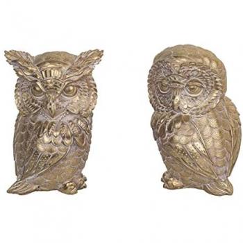Signes Grimalt By SIGRIS - Figura Búho 2 Unidades Marrón de Resina, dimensiones 16x9x11cm, ideal para decoración de jardín
