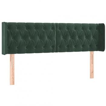 Cabecero con LED de terciopelo verde oscuro 147x16x78/88 cm