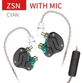 Auriculares Intrauditivos Híbridos KZ ZSN 1BA 1DD de Metal HIFI con Graves, Monitor Deportivo y Cancelación de Ruido