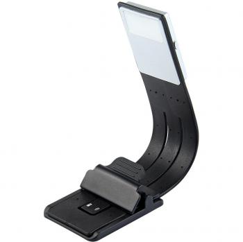 KOBWA USB Recargable Linterna LED para Leer en la Cama - 4 Brillo Ajustable Portátil Ligero Clip en E-reader Noche Lampara de Lectura Marca de Libro con Brazo Flexible, Negro