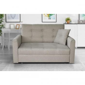 Sofá-cama Columbus 100, color marrón claro, dimensiones 133 x 85 x 98 cm, incluye caja de ropa de cama, muebles ya montados