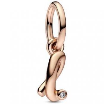 Pandora Rose Gold Script Letter L Dangle Charm with Zirconia