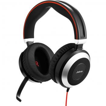 Jabra Evolve 80 UC Stereo Noise-Cancelling Headset with Telescopic Microphone - Black