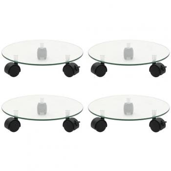 vidaXL Plant Rollers - 4 pcs, 28 cm, Tempered Glass, Round
