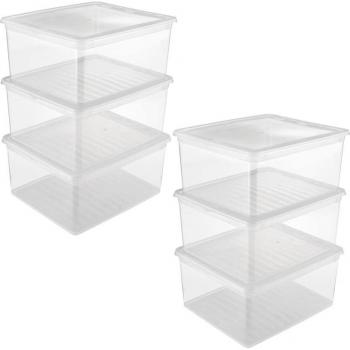 Set de 2 Cajas de Almacenaje de Plástico Transparente con Sistema de Ventilación - 3x18 L - Ideal para Ordenar en el Hogar