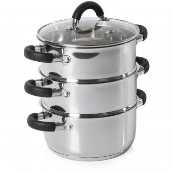 TOWER 3 Cacerolas para cocinar al Vapor, 18 cm, Acero Inoxidable
