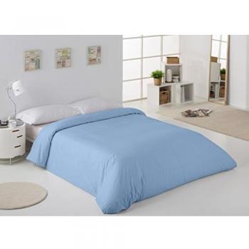 ESTELA - Funda nórdica Combi Liso Cala Color Azul Celeste - Cama de 105 cm. - 100% Algodón - 144 Hilos