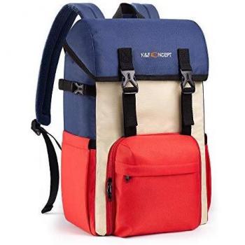K&F Concept Mochila Cámara Fotos Impermeable y Fashion con Cubierta de Lluvia para Cámara DSLR, Lente, Trípode, Portátil 15 Pulgadas o iPad 12.9, Accesorios y Viaje Diario - Roja/Azul