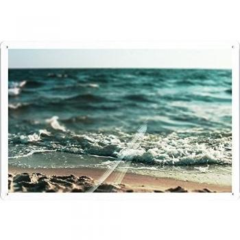 Metal cartel Cartel de chapa Hojalata sesión Sea Wave Foam Sand Macro Summer 45817 Retro Vintage Pared Decoración by hamgaacaan