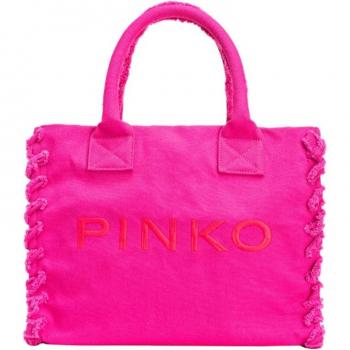 Pinko Canvas Beach Shopping Bag Fuchsia, Tote Bag, Female, Pink, Size: ONE SIZE
