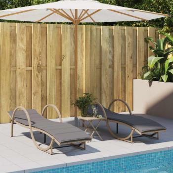 Tumbonas de Exterior con Cojines (2 unidades) - Ratán Sintético Negro, Marrón, Gris - Ideal para Jardín, Playa, Piscina, Terraza