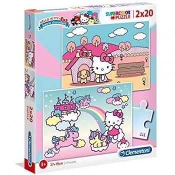 Clementoni- 2 Puzzles 20 Piezas Hello Kitty
