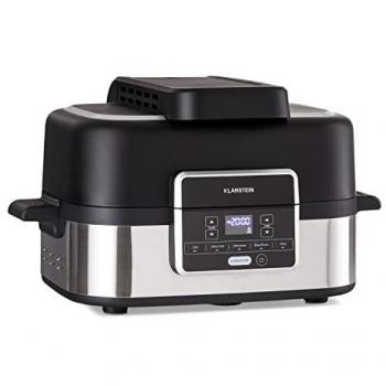 Freidora de aire y grill Klarstein Combo Air, 1500 W, 5 programas, cesta de grill 4,5 L, cesta de freír 2,5 L