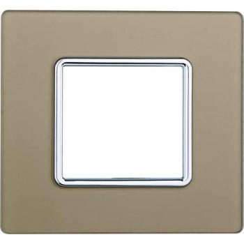 Placa de vidrio dorada para 2 módulos, serie Solar, compatible con BTicino Matix