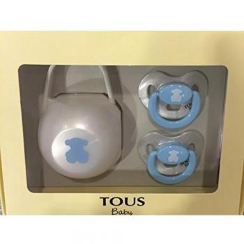 Tous Baby Set 2 Chupetes + Portachupetes Ref. BEAR-302 Color 067 Osito Celeste