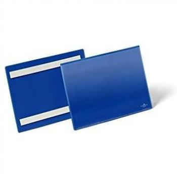 Bolsa de identificación autoadhesiva DURABLE A5 horizontal, 50 unidades, color azul