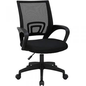 T-LoVendo TY-H03-BLACK Silla de Oficina con Soporte Lumbar, Negro, Normal