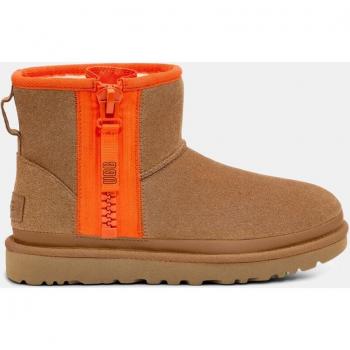 UGG Women's Classic Mini Zipper Leather Boots with Tape Logo