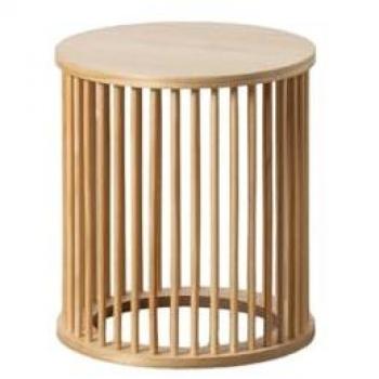 Mesa auxiliar STICK Beige de Madera de Pino con Listones, dimensiones 40 x 40 x 45 cm