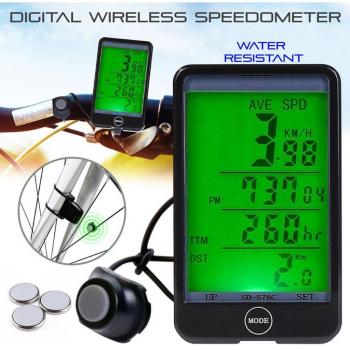 Ciclo computadoras, bovake inalámbrico ordenador de bicicleta para el seguimiento de equitación velocidad y distancia, resistente al agua, Encendido Automático, ordenador para bicicleta con gran pantalla LCD retroiluminación y sensor de movimiento, or