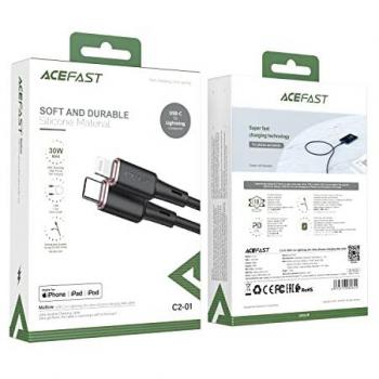 Cable USB-C a Lightning Acefast C2-01, 1.2m, 30W, 3A, negro