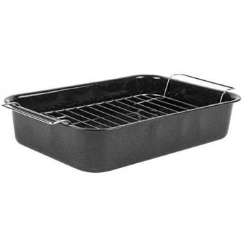 Russell Hobbs Fuente para Horno Cuadrada CW9161 Romano con Esmalte vítreo y Rejilla, 34 cm, Negra, 6.5 x 35 x 24 cm