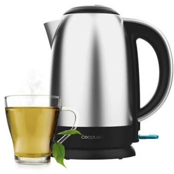 Hervidor de Agua Eléctrico Cecotec Thermosense 200 Steel, 1,7L, 2200W, Acero Inoxidable, Base Giratoria 360º, Asa Ergonómica Tacto Frío